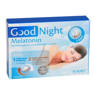 Eladiet Good Night Melatonin, Σύμπλήρωμα Διατροφής για την Αϋπνία 30Tabs