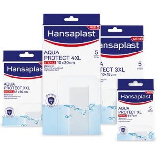 Hansaplast Aqua Protect 3XL Αδιάβροχα Αποστειρωμένα Επιθέματα Για Πληγές Και Μετεγχειρητικά Τραύματα.10 X 15cm 5τμχ