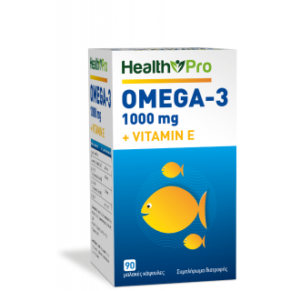 Health Pro Ιχθυέλαιο Omega-3 1000mg + Βιταμίνη E 90κάψουλες