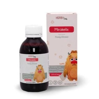 Herby Family Mirakelix Kids Dietary Supplement Honey-Lemon Flavor 150ml Παιδικό Συμπλήρωμα Διατροφής για τον Βήχα & το Κρυολόγημα σε Μορφή Σιροπιού