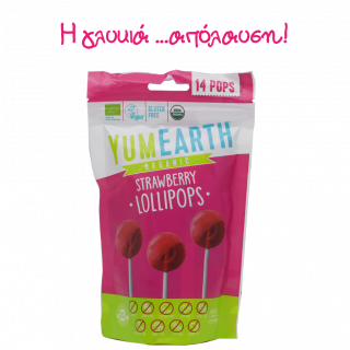 Yumearth Organic Lollipops Strawberry Βιολογικά Γλειφιτζούρια Με Γεύση Φράουλα 14pcs