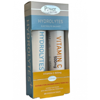 Power Health Hydrolytes Effervevesant 20 Tabs Ηλεκτρολύτες με Στέβια + Vitamin C 500mg 20 Αναβράζοντα Δισκία 1 + 1 ΔΩΡΟ