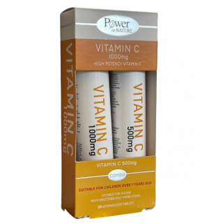 Power Health Promo Vitamin C 1000mg Με Στέβια 20 Αναβράζοντα Δισκία + ΔΩΡΟ Vitamin C 500mg 20 Αναβράζοντα Δισκία