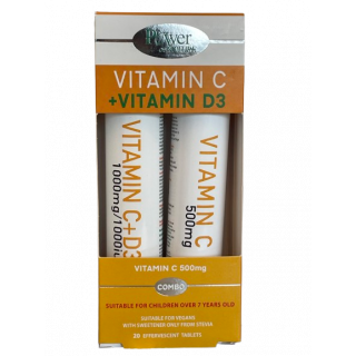 Power Health Vitamin C 1000mg+D3 1000iu Stevia 20 Εff.Tabs & Vitamin C 500mg Orange 20Εff.Tabs