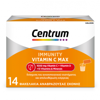 Centrum Immunity Vitamin C MAX 1000mg & Vitamin D για Ενίσχυση του Ανοσοποιητικού & Ενέργεια 14φακελάκια