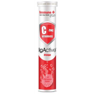 IgActive Immune Plus 20 Effervescent Tablets with Vitamin C, D3 & Zinc + Free Shaker