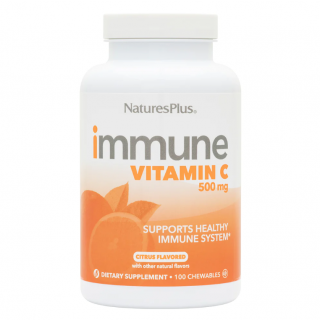 Natures Plus Immune Vitamin C 500mg Συμπλήρωμα Διατροφής Βιταμίνης C Για Ενίσχυση Του Ανοσοποιητικού Συστήματος 100 Μασώμενες Ταμπλέτες