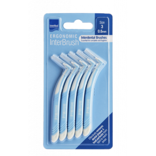 Intermed Ergonomic Interdental Brushes Μεσοδόντια Βουρτσάκια Με Λαβή 0.6mm Size 3, 5τμχ