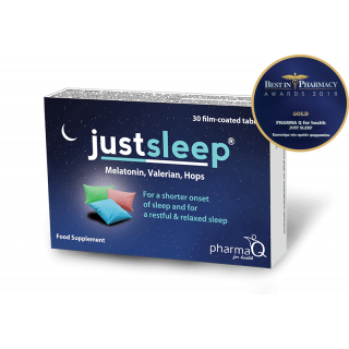 PharmaQ Just Sleep Food Supplement with Melatonin, Valerian & Hops Extract 30Tabs