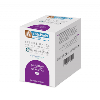 Karabinis Medical Alfashield 10x10cm, 12ply Sterile Gauze Pads 100pcs
