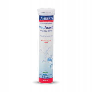 Lamberts MagAsorb 300mg Μαγνήσιο με Βιταμίνη B6 με Γεύση Λεμόνι 20 Αναβράζοντα Δισκία