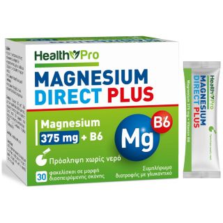 Health Pro Magnesium Direct Plus 375mg + B6 30 Orodispersible Sachets