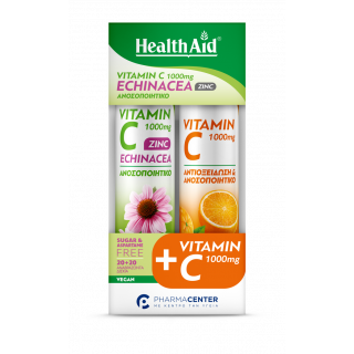 Health Aid Promo Vitamin C with Zinc+Echinacea 20 Eff. Tabs & Vitamin C 1000mg 20 Eff. Tabs 