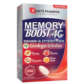 Forte Pharma Memory Boost 4G Συμπλήρωμα Διατροφής Για Μνήμη & Συγκέντρωση 15 Tabs