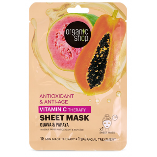 Natura Siberica Antioxidant & Anti-Age Vitamin C Therapy Sheet Mask Μάσκα Προσώπου Αντιγήρανσης & Αντιοξείδωσης με Βιταμίνη C Γκουάβα & Παπάγια 1τμχ