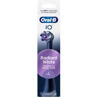 Oral-B iO Radiant White Black Ανταλλακτικές Κεφαλές Ηλεκτρικής Οδοντόβουρτσας για Βαθύ Καθαρισμό Μαύρο Χρώμα 4τεμάχια