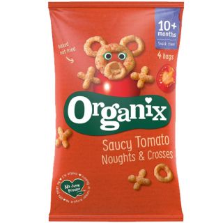 Organix Saucy Tomato Noughts & Crosses Σνακ Καλαμποκιού με Τομάτα για Βρέφη 10+Μηνών 4x15gr