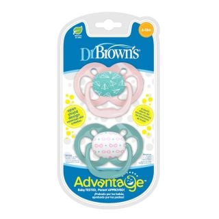 Dr. Brown's Advantage™ Silicone Soother 6-18m Pink-Green (PA22001) 2Items