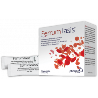 PharmaQ Ferrum Iasis Σίδηρος Πυροφωσφορικός Λιποσωμιακός με Βιταμίνη Β12, Βιταμίνη C & Φολικό οξύ 28 Sticks