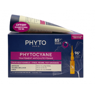 Phyto Promo Phytocyane Anti-Hair Loss Treatment for Women Αγωγή Τριχόπτωσης Για Γυναίκες: 12 αμπούλες x 5ml & ΔΩΡΟ Phytocyane Σαμπουάν Κατά Της Τριχόπτωσης 100ml