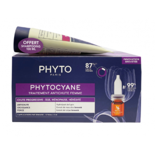 Phyto Promo Phytocyane Anti-Hair Loss Treatment For Women Αγωγή Προοδευτικής Τριχόπτωσης Για Γυναίκες: 12 Αμπούλες X 5ml & ΔΩΡΟ Phytocyane Σαμπουάν Κατά Της Τριχόπτωσης 100ml