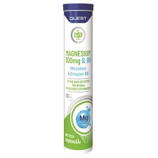 Quest Magnesium 300mg & B6 Food Supplement Orange Flavour 20 Effervescent Tablets
