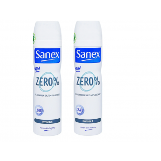 Sanex Zero 0% Invisible 24h Body Deodorant Spray 2x150ml 