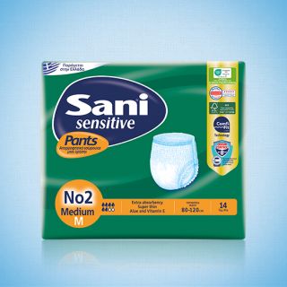 Sani Sensitive Pants Medium No2 (80-120cm) 14 Items Elasticated Incontinence Disposable Underwear