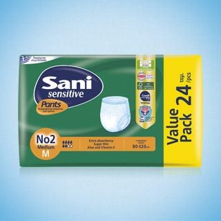 Sani Sensitive Pants Large No2 (80-120cm) 24 Items Elasticated Incontinence Disposable Underwear