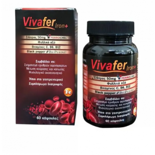 Vivapharm Vivafer Iron+ Συμπλήρωμα Διατροφής Σιδήρου 50mg 60 Kάψουλες