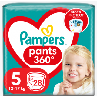 Pampers Pants 360° Πάνες Βρακάκι Noύμερο 5 για 12-17kg 28τεμάχιο