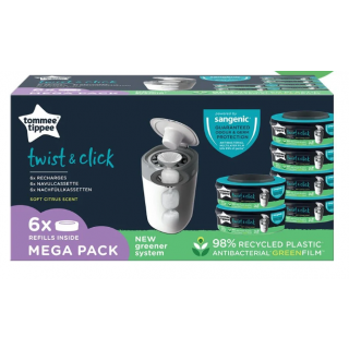 Tommee Tippee Ανταλλακτικές Σακούλες Για Κάδο Απόρριψης Πάνας Twist And Click 6τμχ
