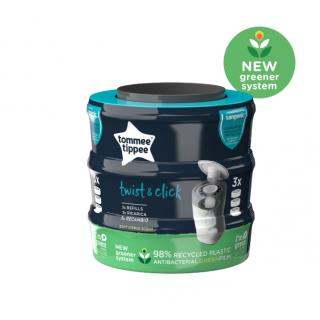 Tommee Tippee Ανταλλακτικές Σακούλες Για Κάδο Απόρριψης Πάνας Twist And Click 3τμχ