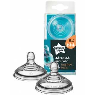 Tommee Tippee Advanced Anti-colic Θηλές Σιλικόνης Γρήγορης Ροής for 6+Μ 2τμχ