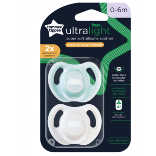 Tommee Tippee Ultra Light Ορθοδοντικές Πιπίλες Σιλικόνης 0-6m Κίτρινο/Γαλάζιο 2τμχ