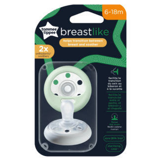 Tommee Tippee Breast Like Helps Transition Breast & Soother Ορθοδοντικές Πιπίλες Σιλικόνης 6-18m Γκρι / Μέντα 2τμχ