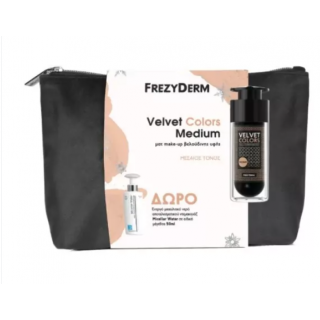 Frezyderm Promo Velvet Colors Medium Ματ Make-Up 30ml, Νερό Ντεμακιγιάζ Micellar & Νεσεσέρ 