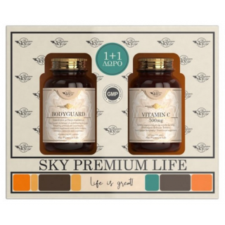 Sky Premium Life Promo 1+1 Bodyguard Ενισχυμένο Συμπλήρωμα Διατροφής Για Γερό Ανοσοποιητικό Σύστημα Και Μείωση Της Κόπωσης  60caps & Vitamin C 500mg 60tabs