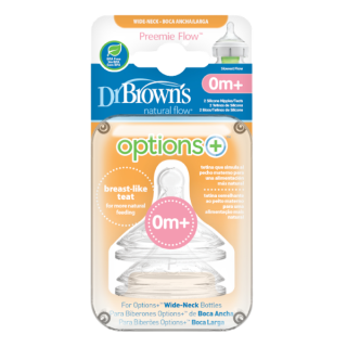 Dr. Brown’s Options+ Wide-Neck Baby Bottle Silicone Nipple Preemie Flow (WN0201) 2Items