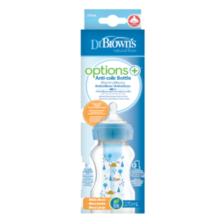 Dr. Brown's Options+ Blue Anti-Colic Plastic Bottle Wide Neck & Silicone Teat 0m+ (WB91802) 270ml 