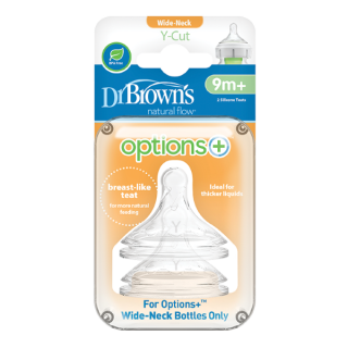 Dr. Brown’s Options+ Wide-Neck Baby Bottle Silicone Nipple Y-Cut 9m+ (WNY201) 2Items
