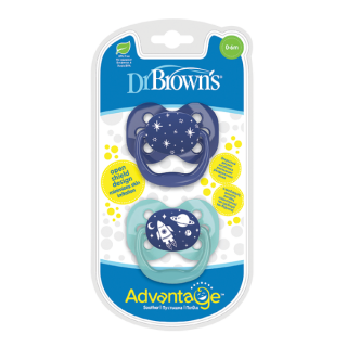 Dr. Brown's Advantage™ Silicone Pacifiers 0-6m Pink Blue-Green Space (PA12002) 2pcs