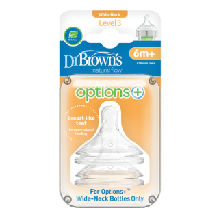 Dr. Brown’s Options+ Wide-Neck Baby Bottle Silicone Nipple Level 3 Flow 6m+ (WN3201) 2Items