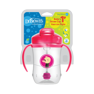 Dr. Brown's Milestones™ Baby's First Straw Cup 6m+ Pink 270ml (TC91011)