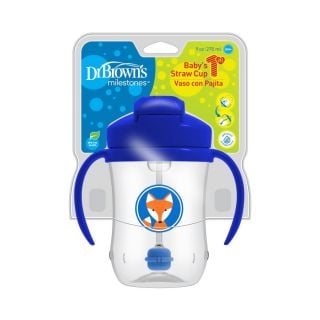 Dr. Brown's Milestones™ Baby's First Straw Cup 6m+ Blue-Fox 270ml (TC91012)