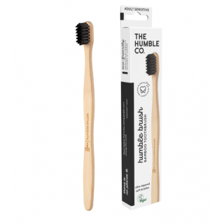 The Humble Co. Humble Brush Bamboo Toothbrush Οδοντόβουρτσα Από Μπαμπού Sensitive Ενηλίκων Μαύρη 1τμχ