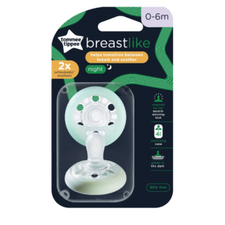 Tommee Tippee BreastLike Ορθοδοντικές Πιπίλες Σιλικόνης 0-6m Για τη Μετάβαση μεταξύ Στήθους & Πιπίλας 2τμχ