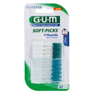 Gum Soft Picks Fluoride Large 634 Οδοντιατρικές Οδοντογλυφίδες Φθοριούχες 40 Τεμάχια