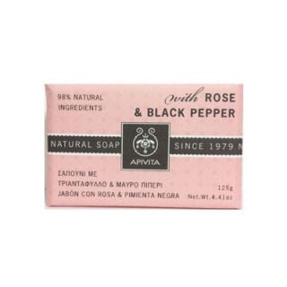 Apivita Natural Soap Rose and Black Pepper 125gr Σαπούνι με Τριαντάφυλλο και Μαύρο Πιπέρι