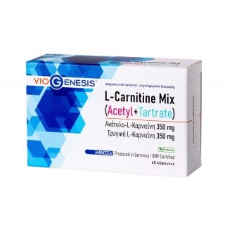 Viogenesis L-Carnitine Mix (Acetyl + Tartrate ) 60caps Συμπλήρωμα Διατροφής για Ενέργεια Ενίσχυση Καρδιαγγειακού Συστήματος & Μνήμης